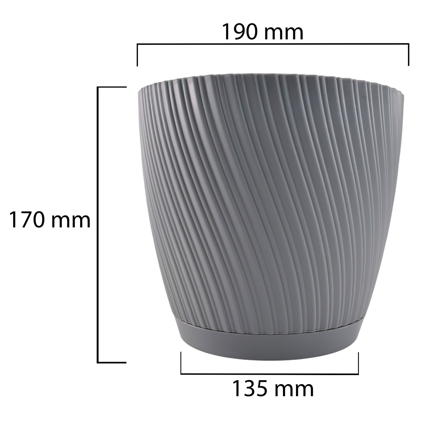 Mika Pot with Saucer 190mm Platinum