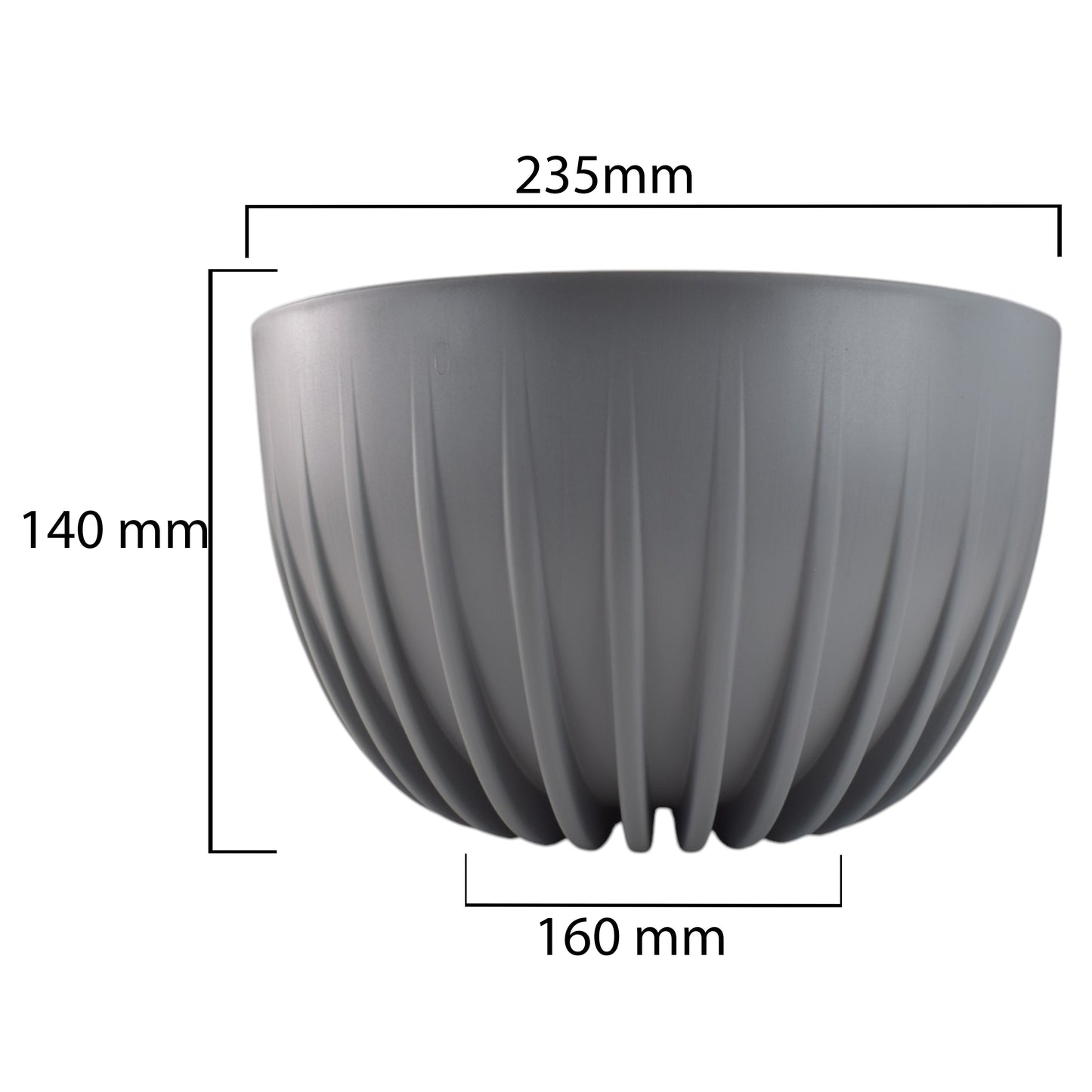 Mira Bowl Pot, Insert and Hole With Plug 240mm Gray