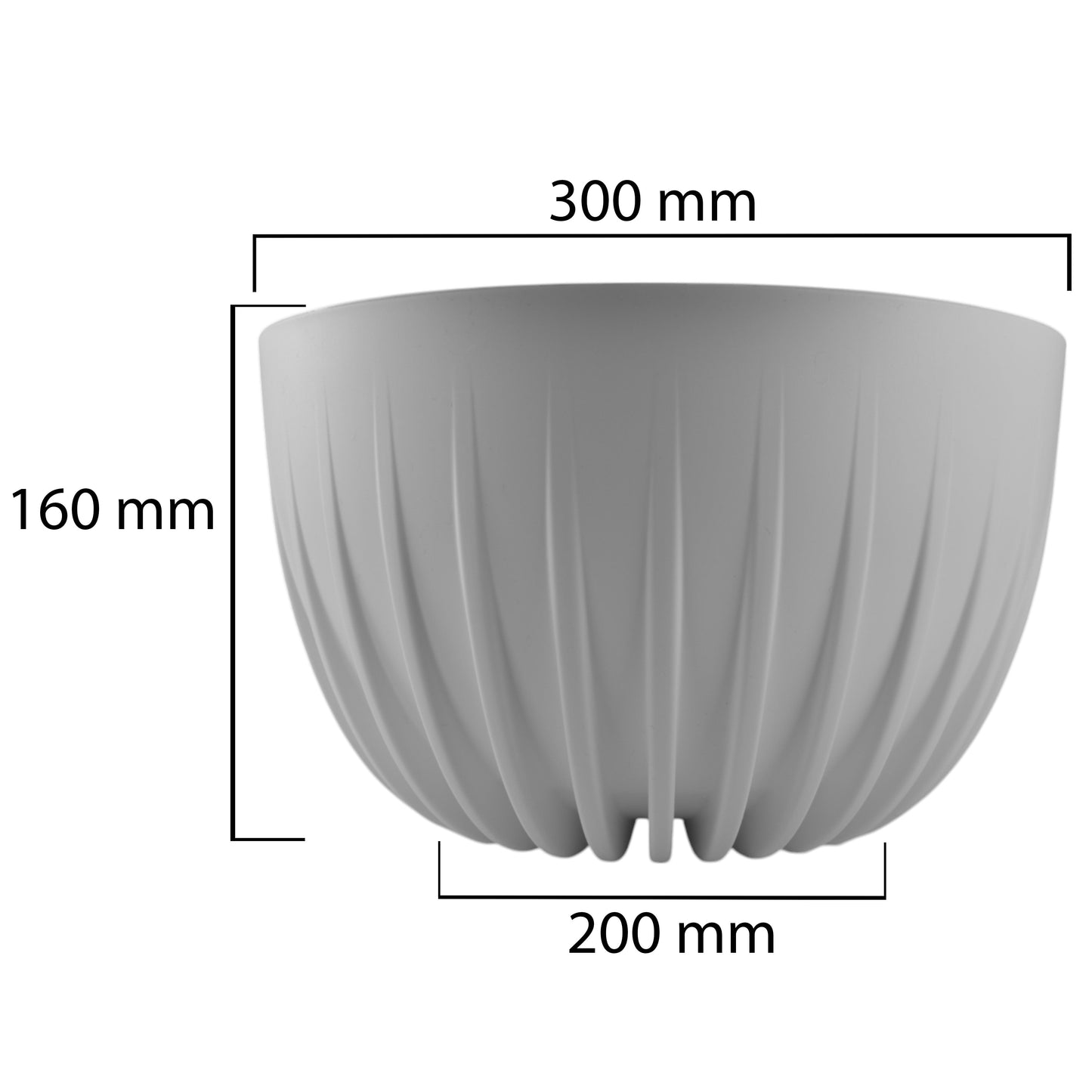Mira Bowl Pot, Insert and Hole with Plug 300mm White