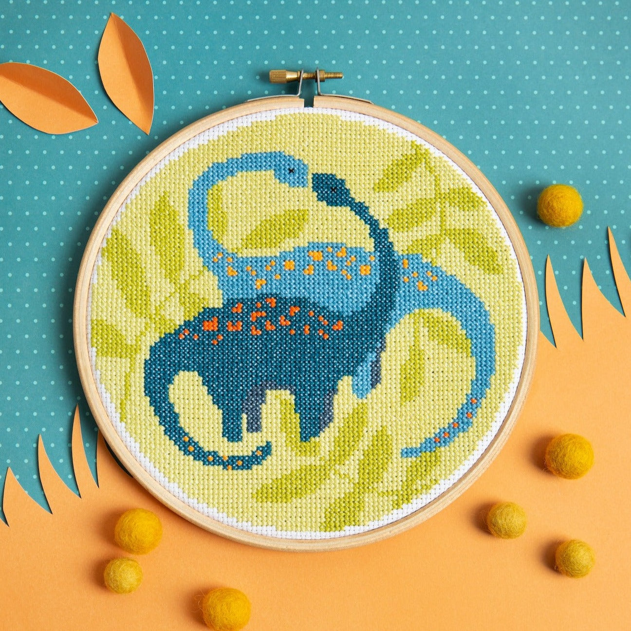 'Diplodocus' Dinosaur Cross Stitch Kit for Beginners
