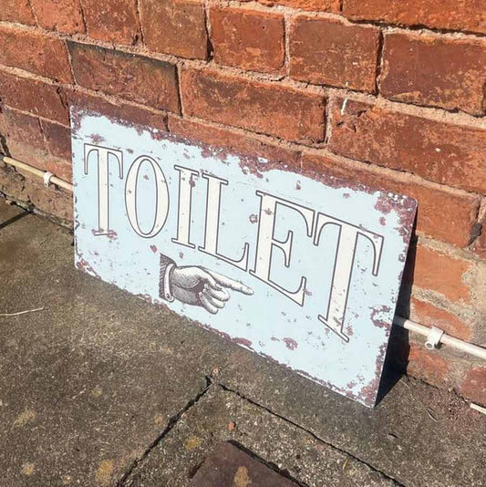 Metal Distressed Effect Retro Vintage Toilet Sign