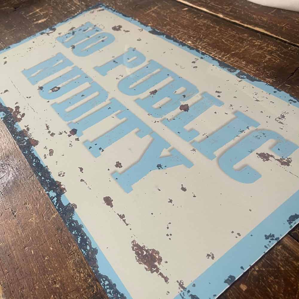 Distressed Effect No Public Nudity Metal Wall Sign