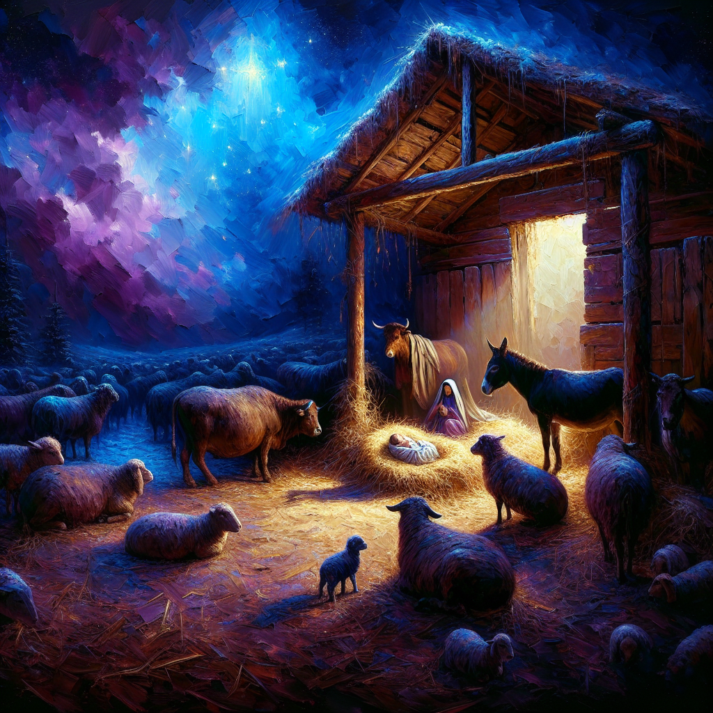 Divine Nativity Night Canvas