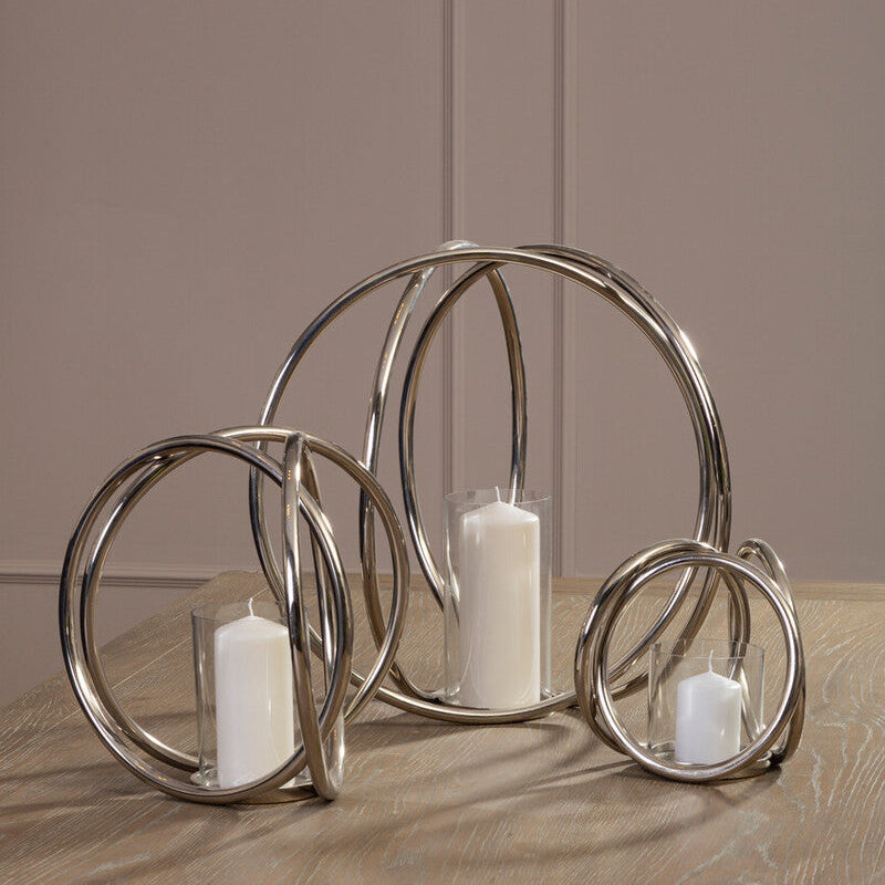 Large Silver Finish Candle Holder | Aura