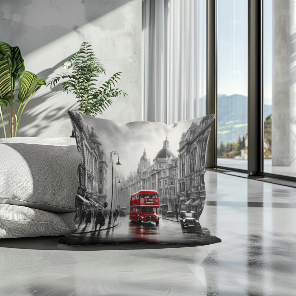 Red Essence of London Cotton Cushion