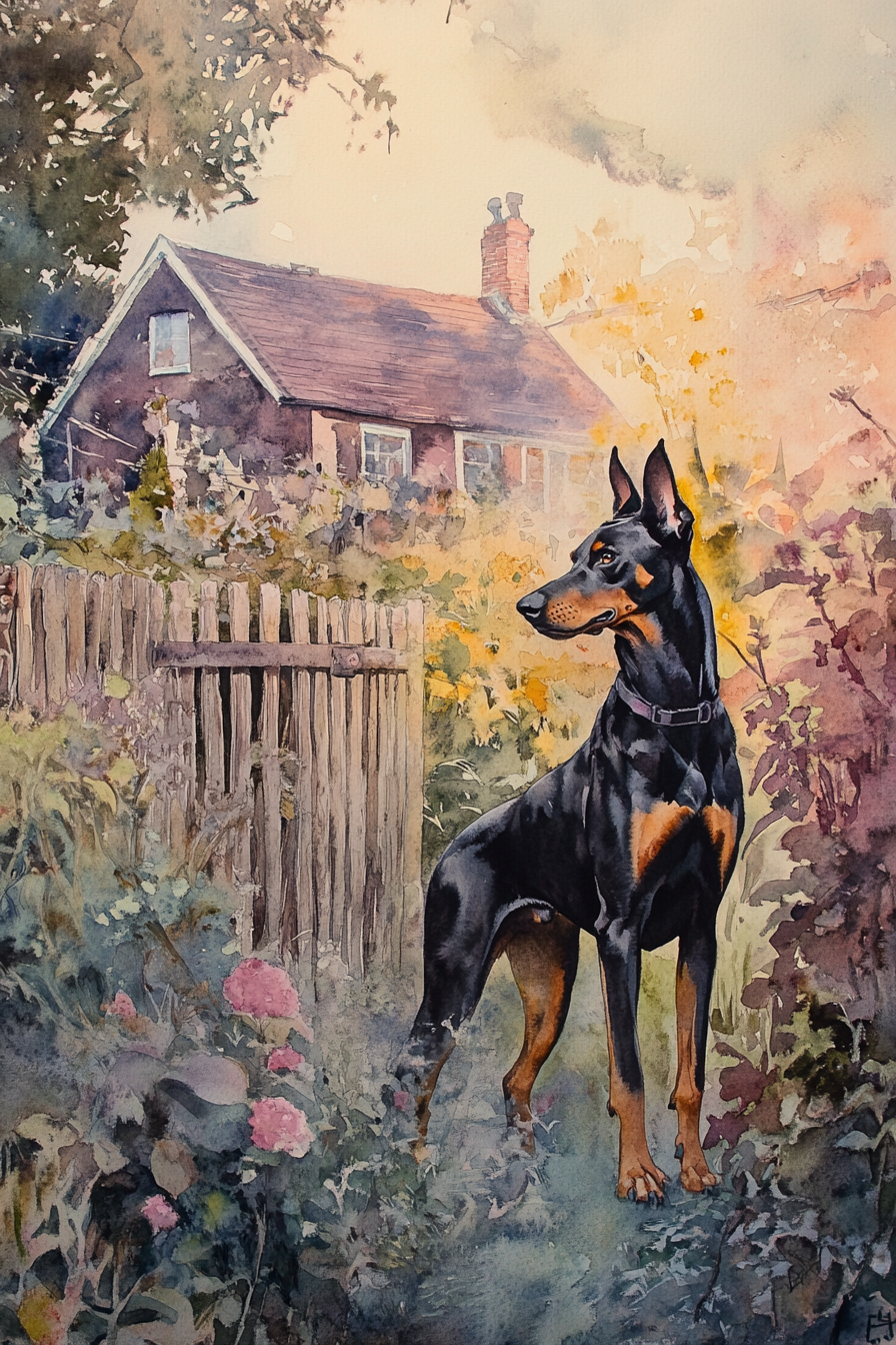 Doberman Sunset Garden Blanket