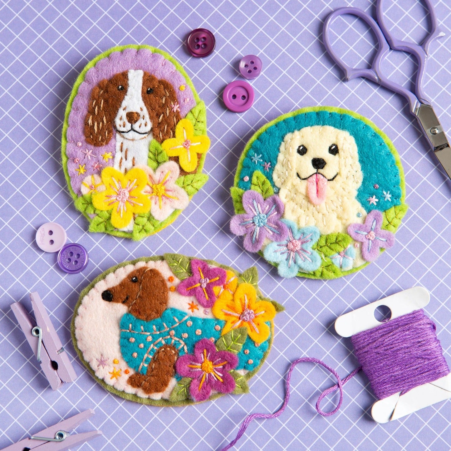 'Dachshund' Dog Felt Craft Brooch Kit for Beginners