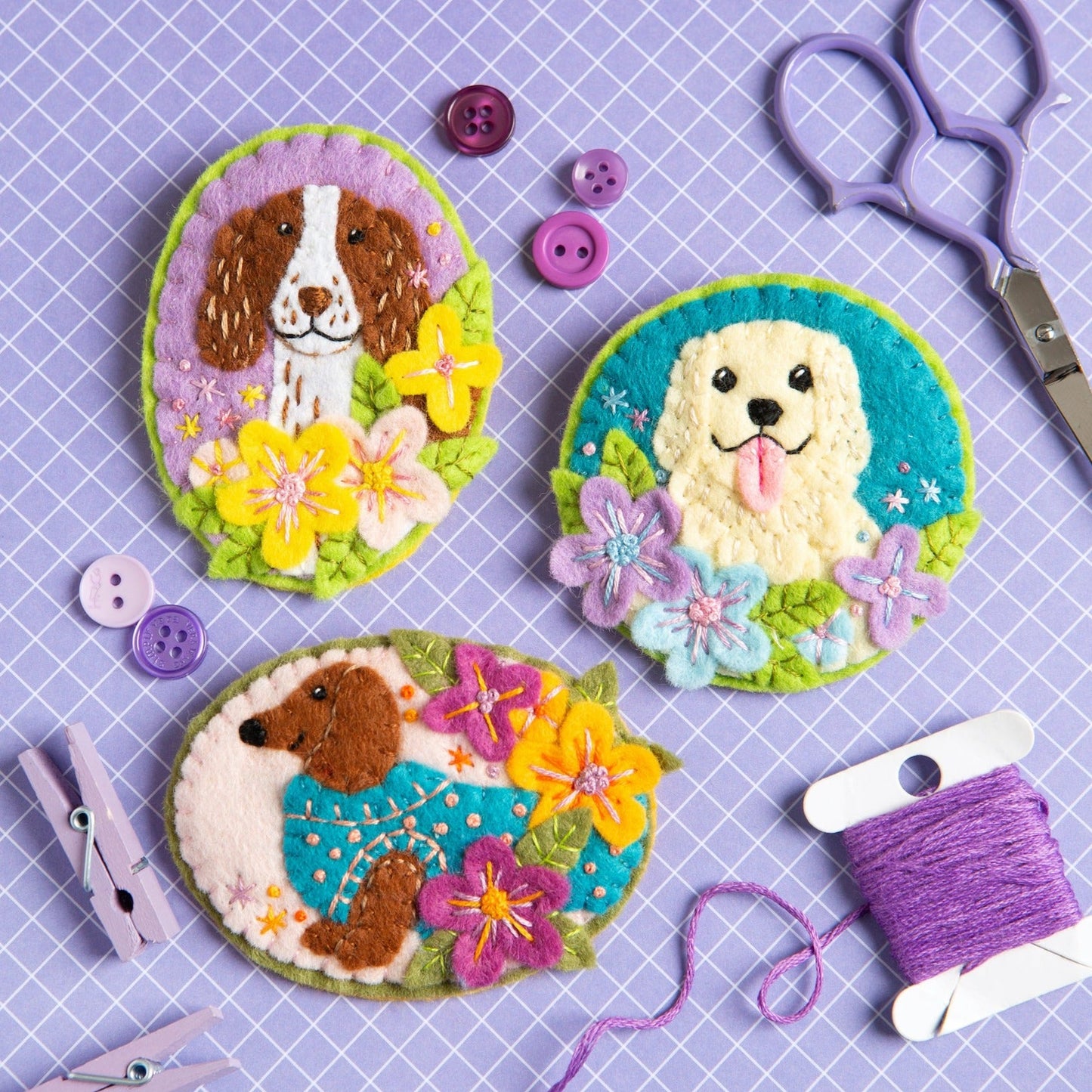 'Golden Retriever' Dog Felt Craft Brooch Kit for Beginners