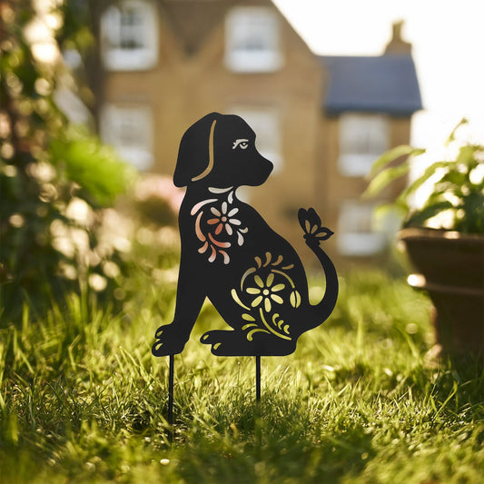 Metal Cat and Dog Silhouette Garden Ornament