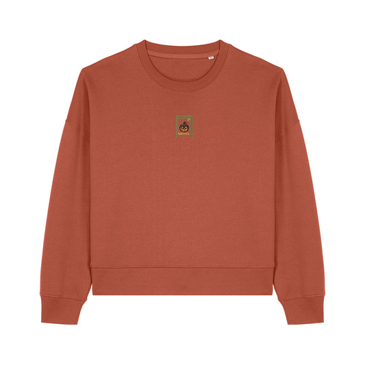 Spooky Pumpkin Cropped Sweatshirt - Halloween - Relaxed Fit