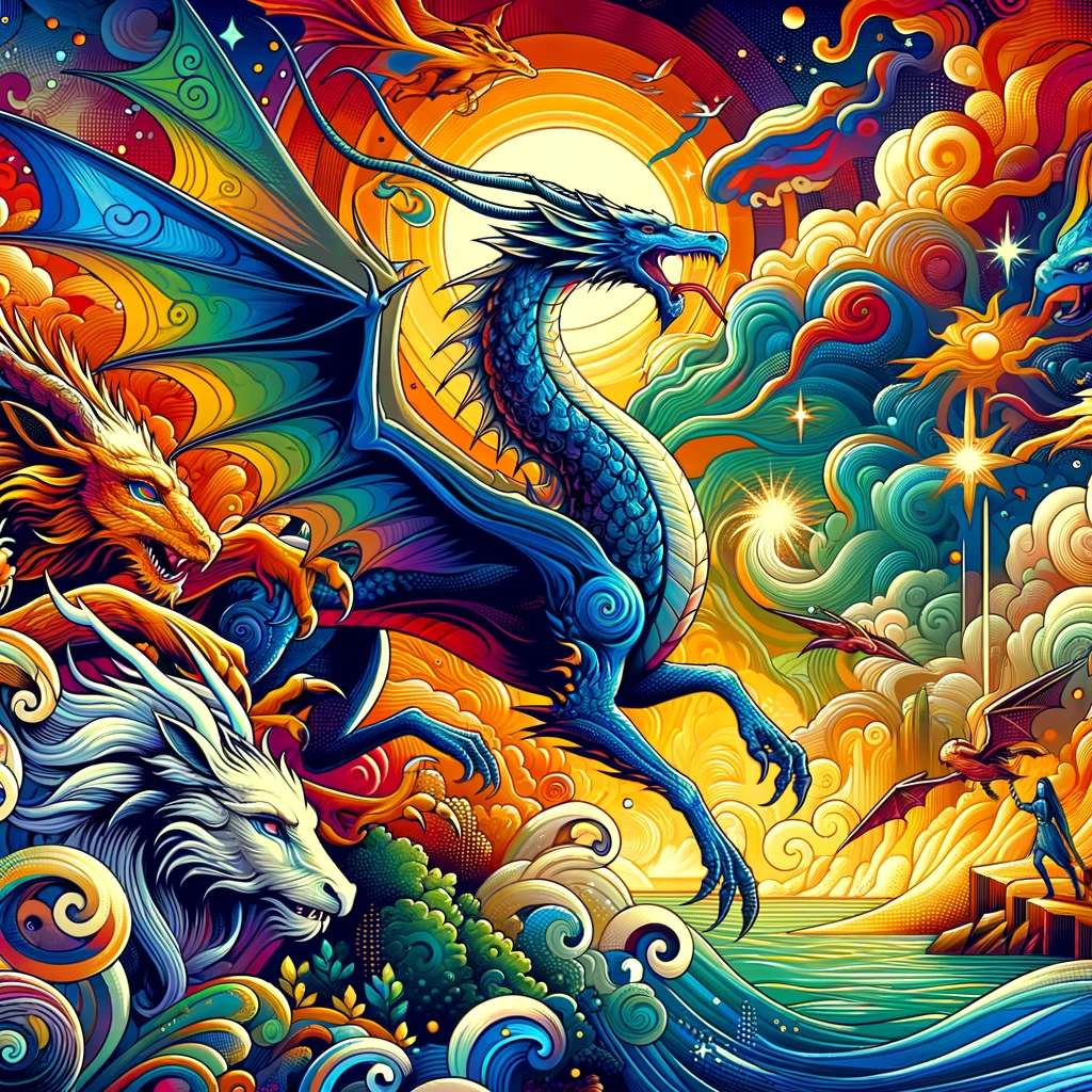 Dragon Fantasy Pop Art Fusion Canvas