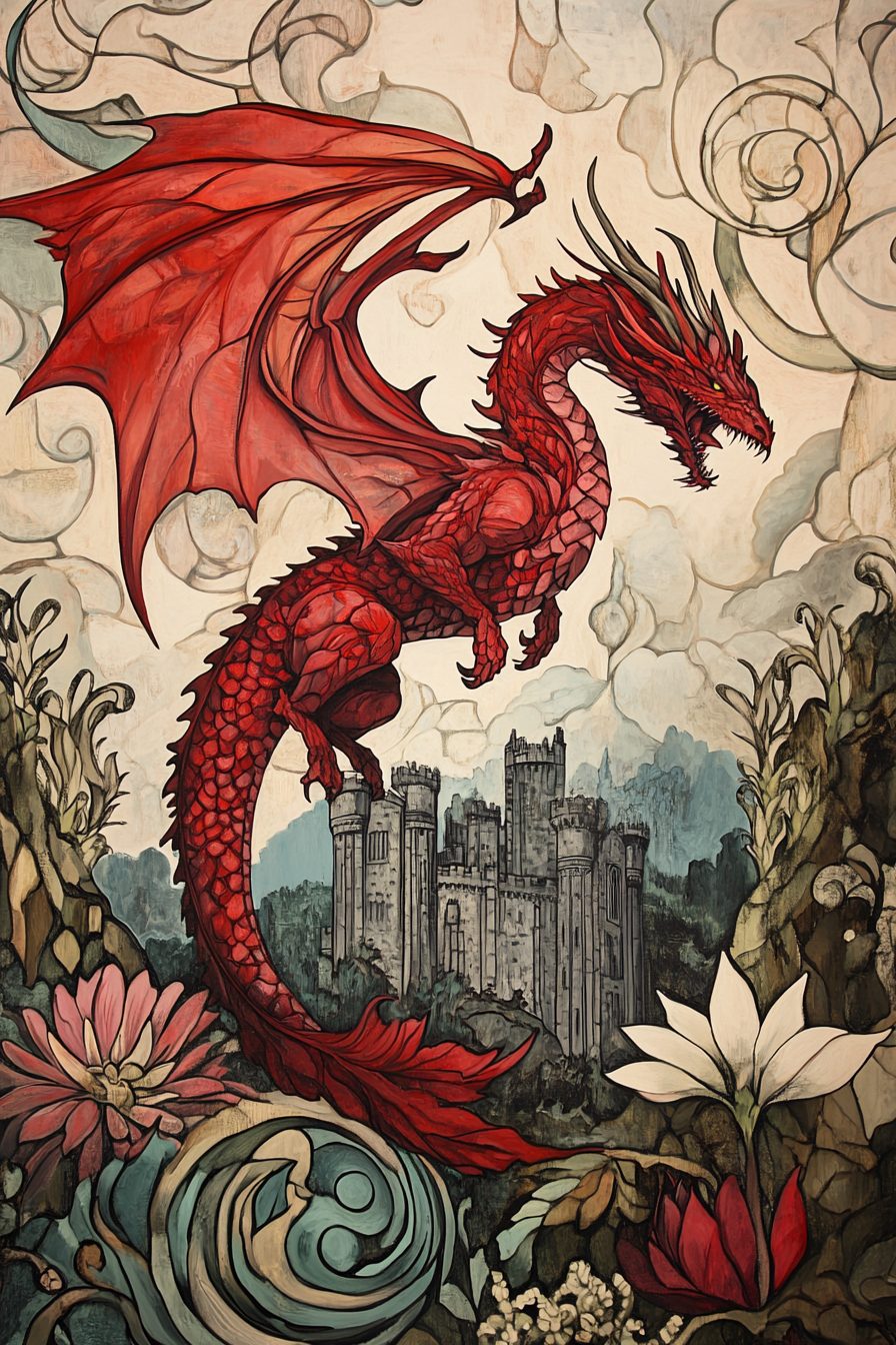 Dragon's Majesty Over Caernarfon Canvas