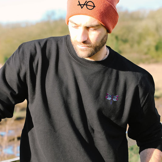 Dragonfly Embroidered Sweatshirt (Unisex)
