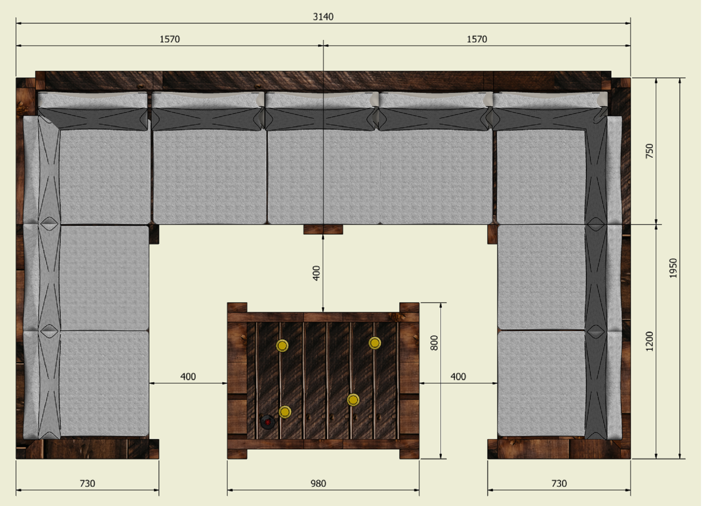 Solid Wood Garden Sofa Patio set Extra Large