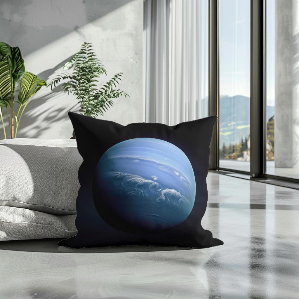 Neptune's Cosmic Enigma Cotton Cushion