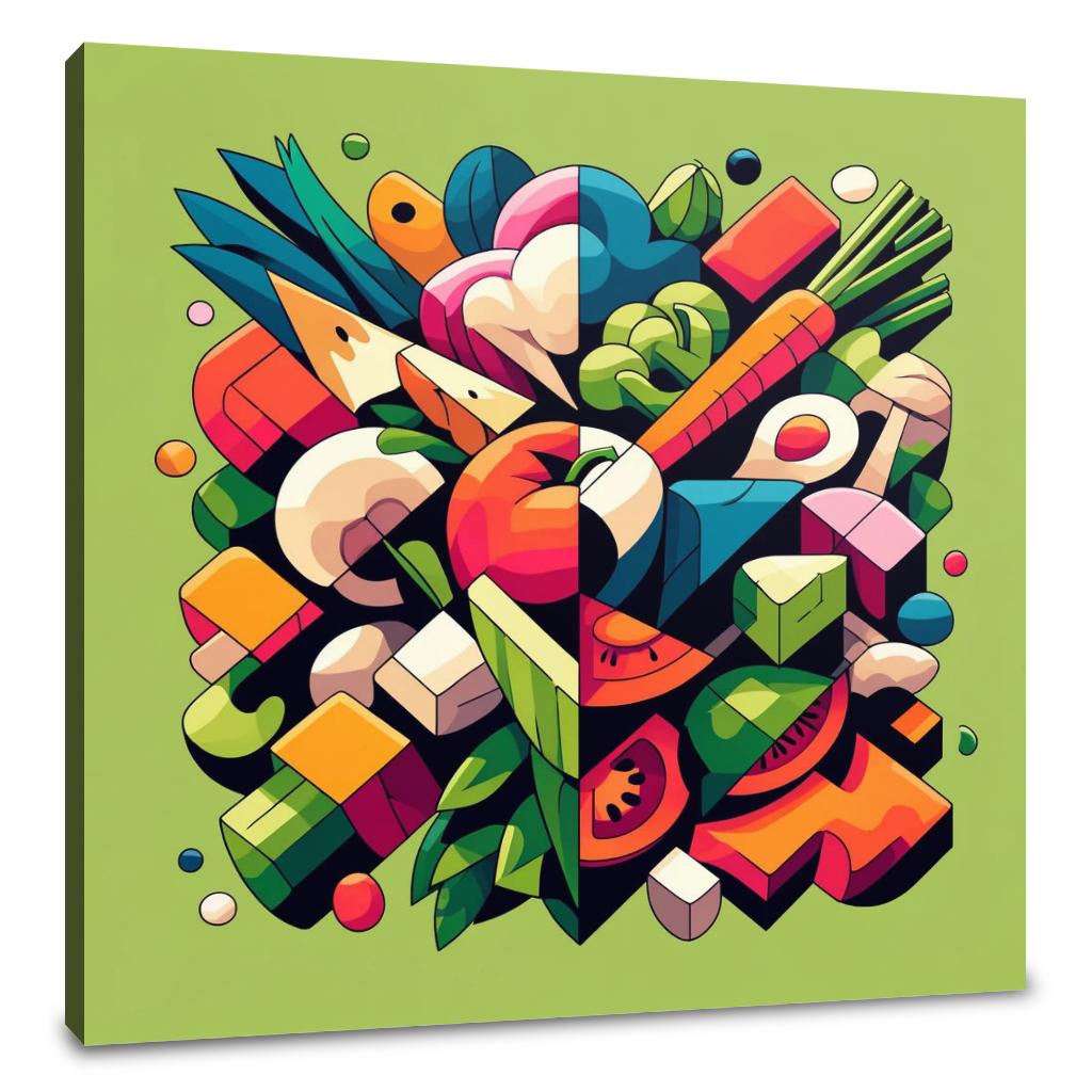 Modern Veggie Mosaic Canvas