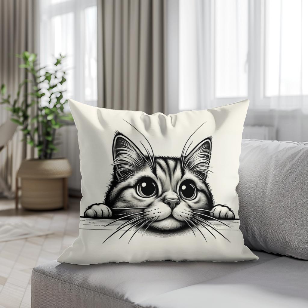 Curious Cat Cotton Cushion