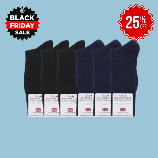 Duchy Everyday Merino Socks - 6 Pair Bundle Black & Navy