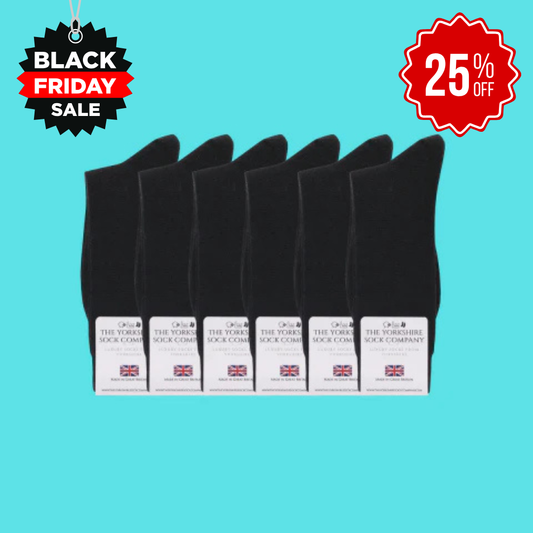 Duchy Everyday Merino Socks - 6 Pair Bundle Black