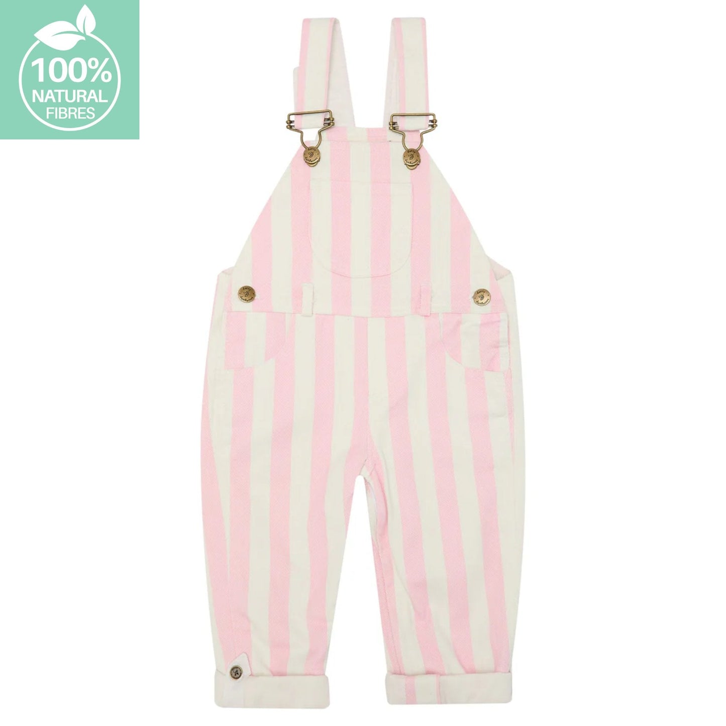 Classic Wide Stripe Denim Dungarees - Pink