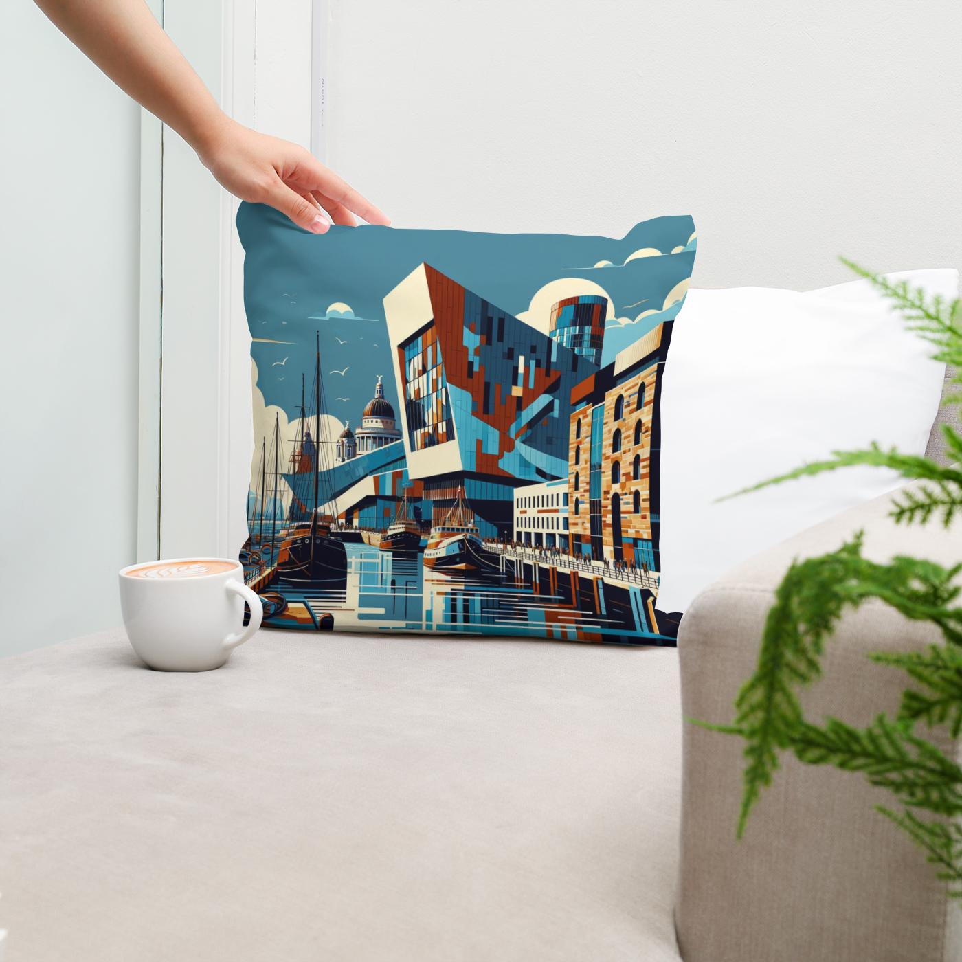 Liverpool Merseyside Maritime Modernism Cotton Cushion