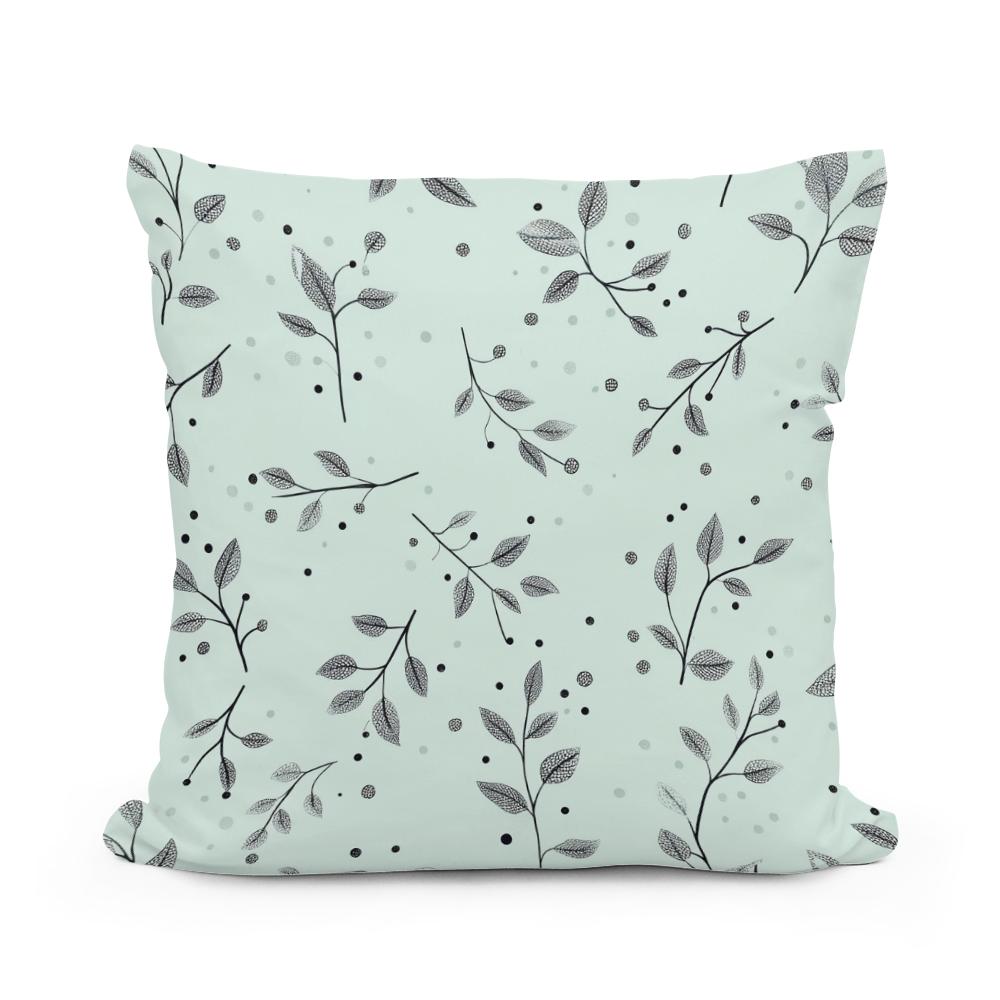 Mint Branches Cotton Cushion