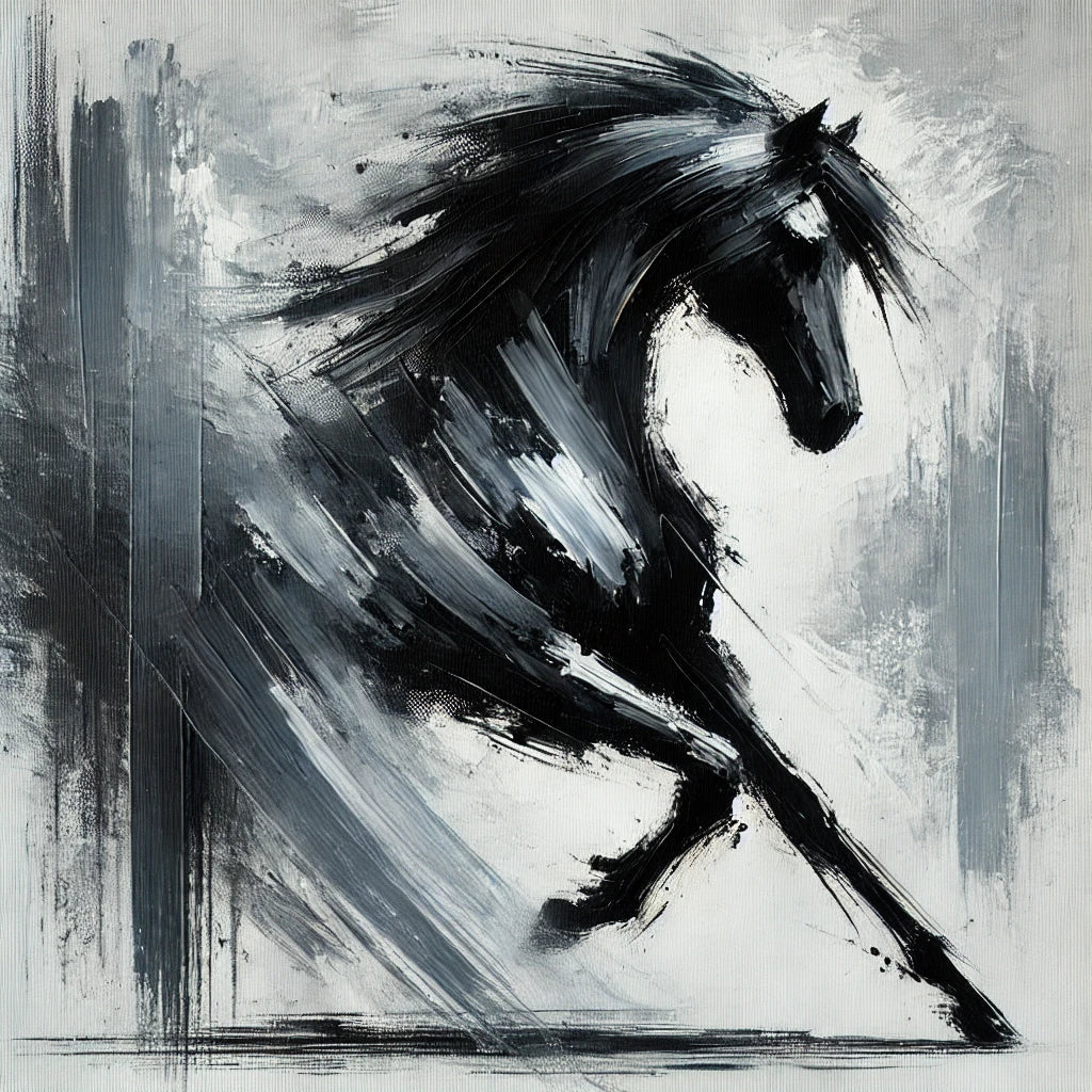 Dynamic Black Horse Canvas