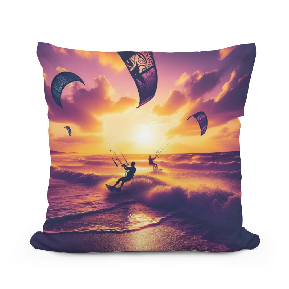 Summer Dusk Kitesurf Cotton Cushion