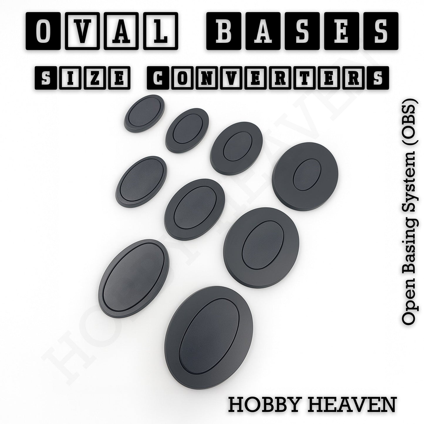 Oval to Oval Bases Size Converters 3D Print Full Range