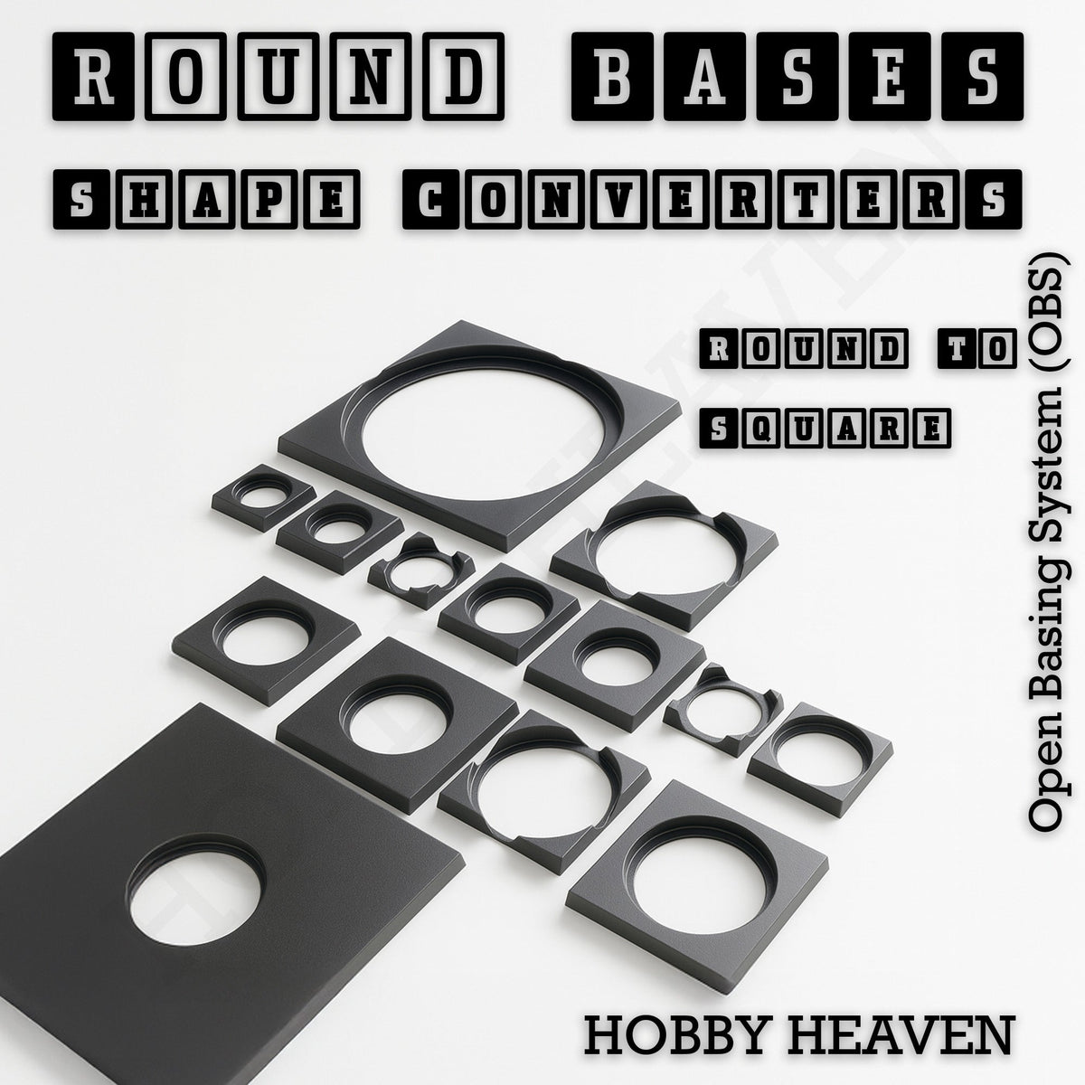 Round to Square Bases Shape and Size Converters 3d Print Full Range