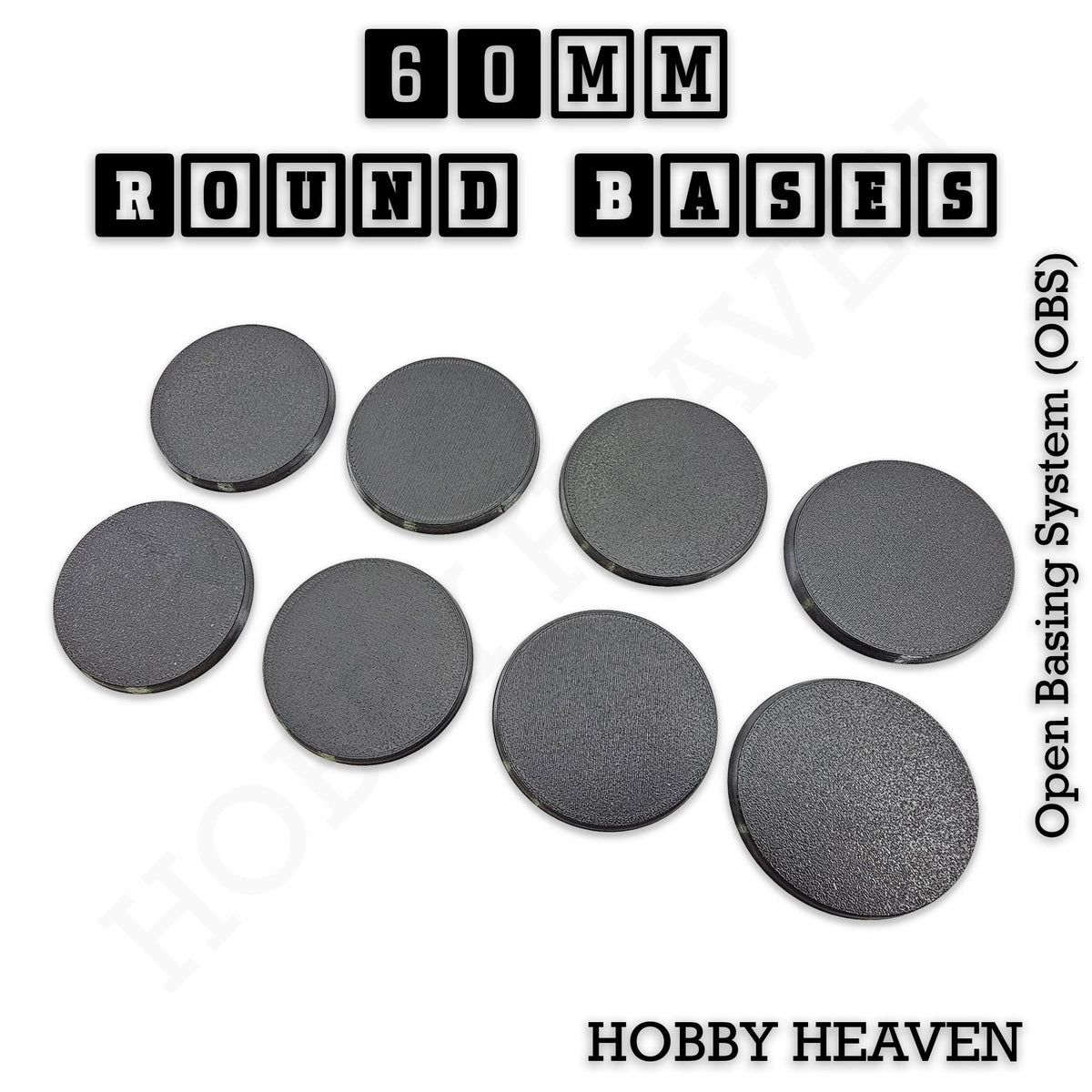 True 60mm Round Textured Bases 3D Printed