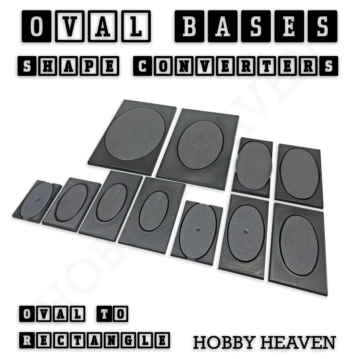 Oval to Rectangle Base Converters 3D Print Full Range