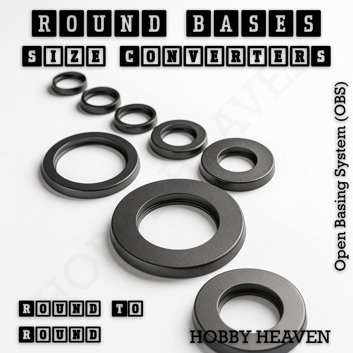 Round to Round Base Converters 3D Print Full Range