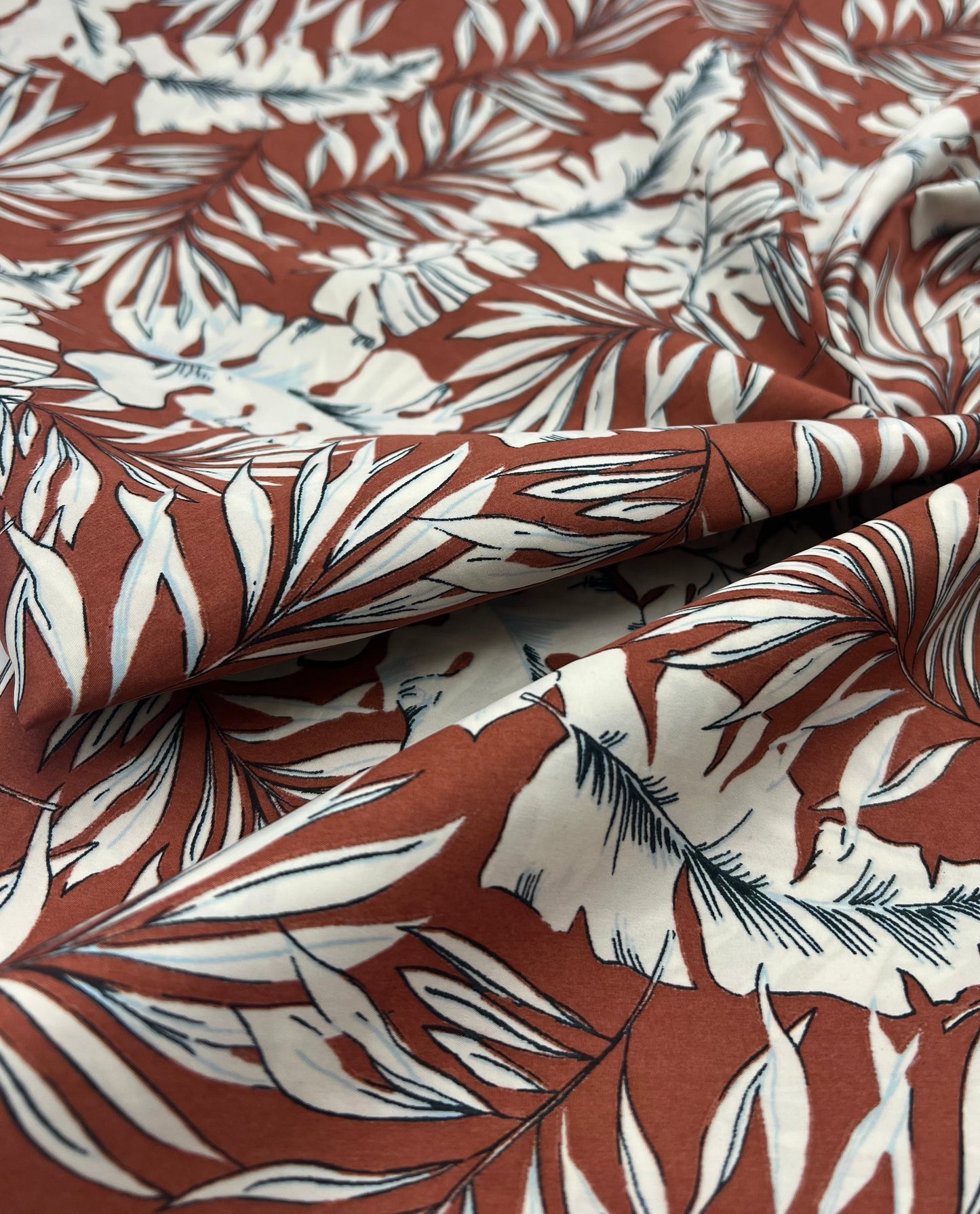 Terracotta Leave Lightweight Fabric 70GSM Non Stretch