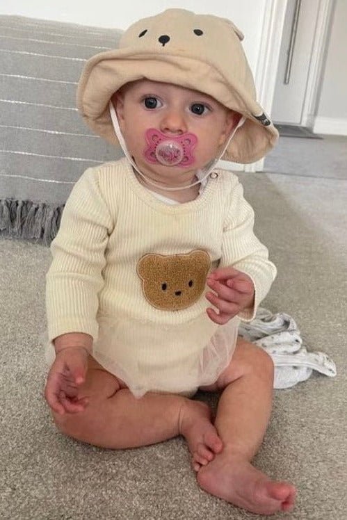 Cozy Bear Tutu Bodysuit in Creme