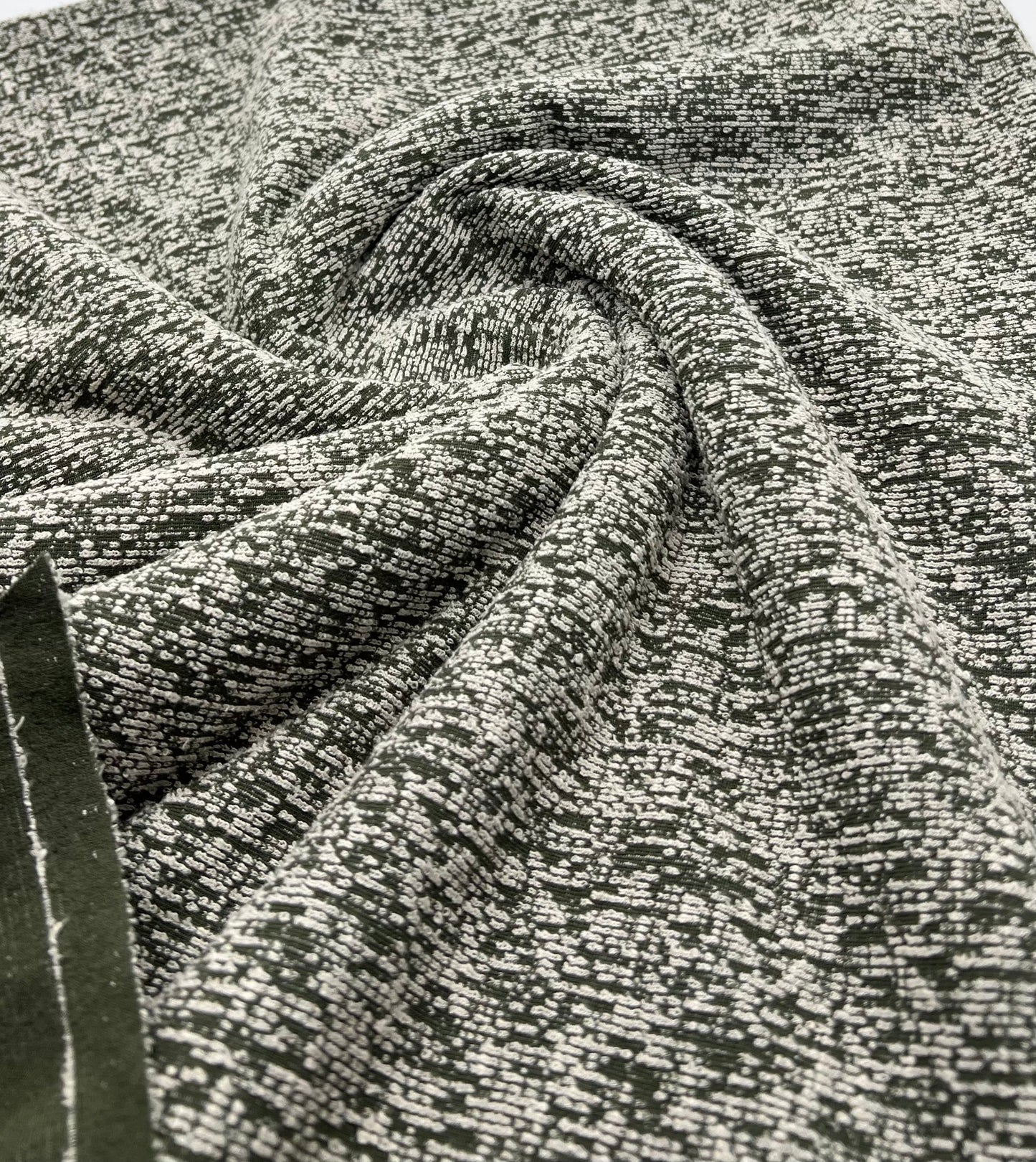 Khaki White Slubbed Knit Textured Stretch Fabric
