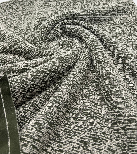 Khaki White Slubbed Knit Textured Stretch Fabric
