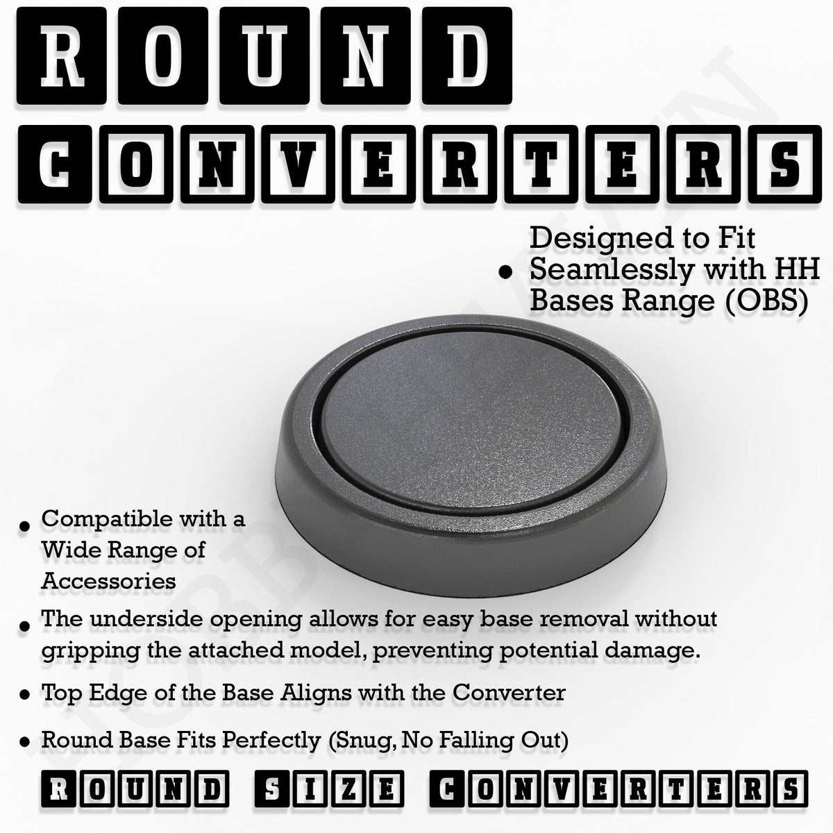 Round to Round Base Converters 3D Print Full Range