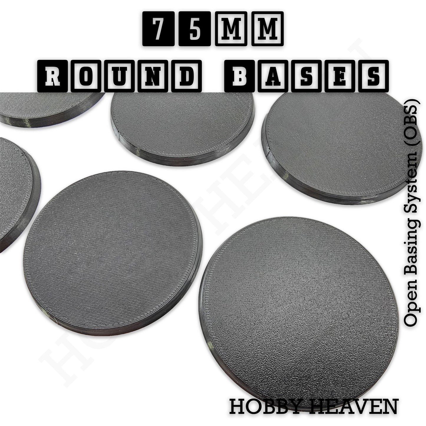 75mm Round Textured Bases 3D Printed