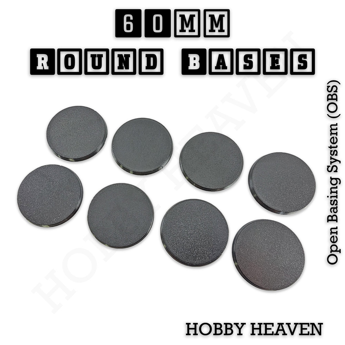 True 60mm Round Textured Bases 3D Printed