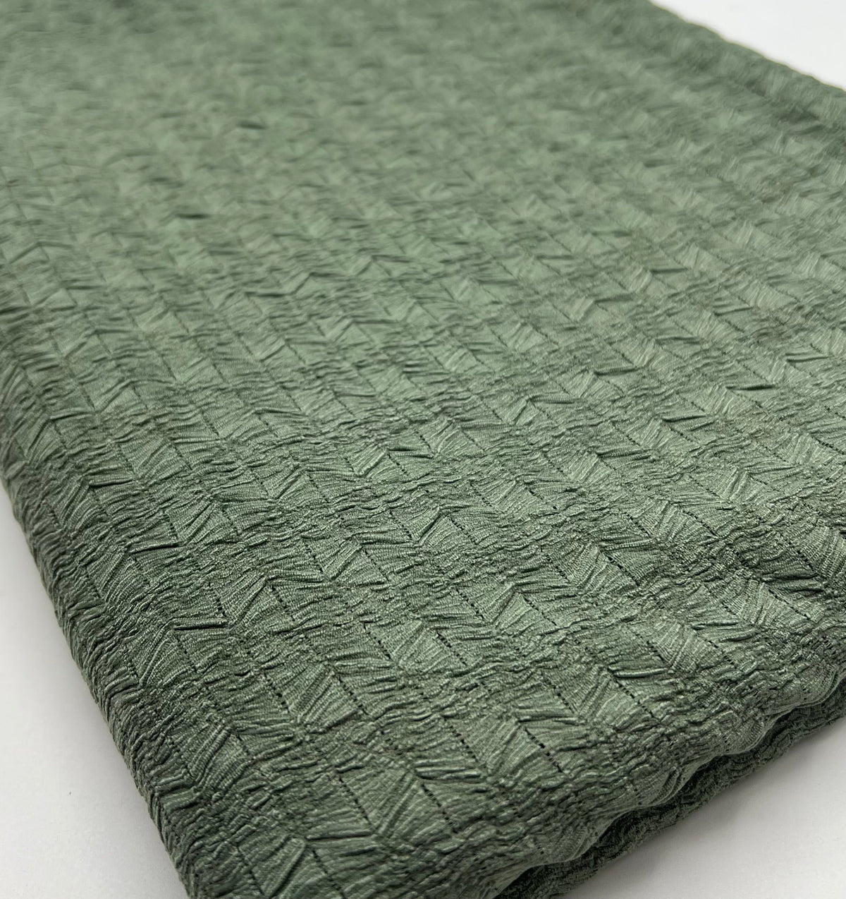 Khaki Green Textured 2 Way Stretch Fabric