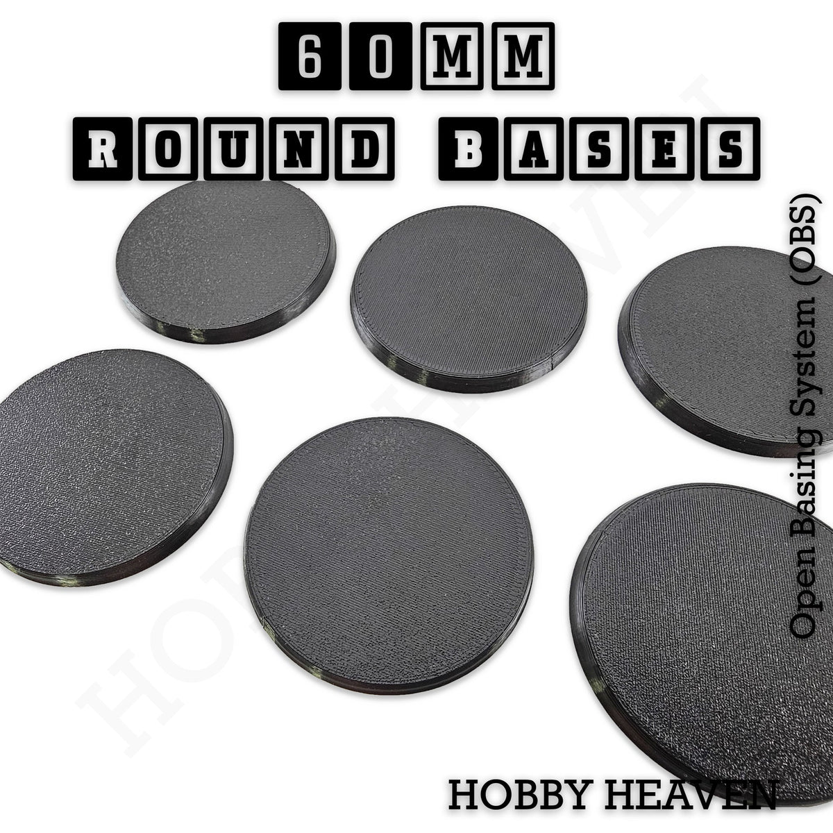 True 60mm Round Textured Bases 3D Printed