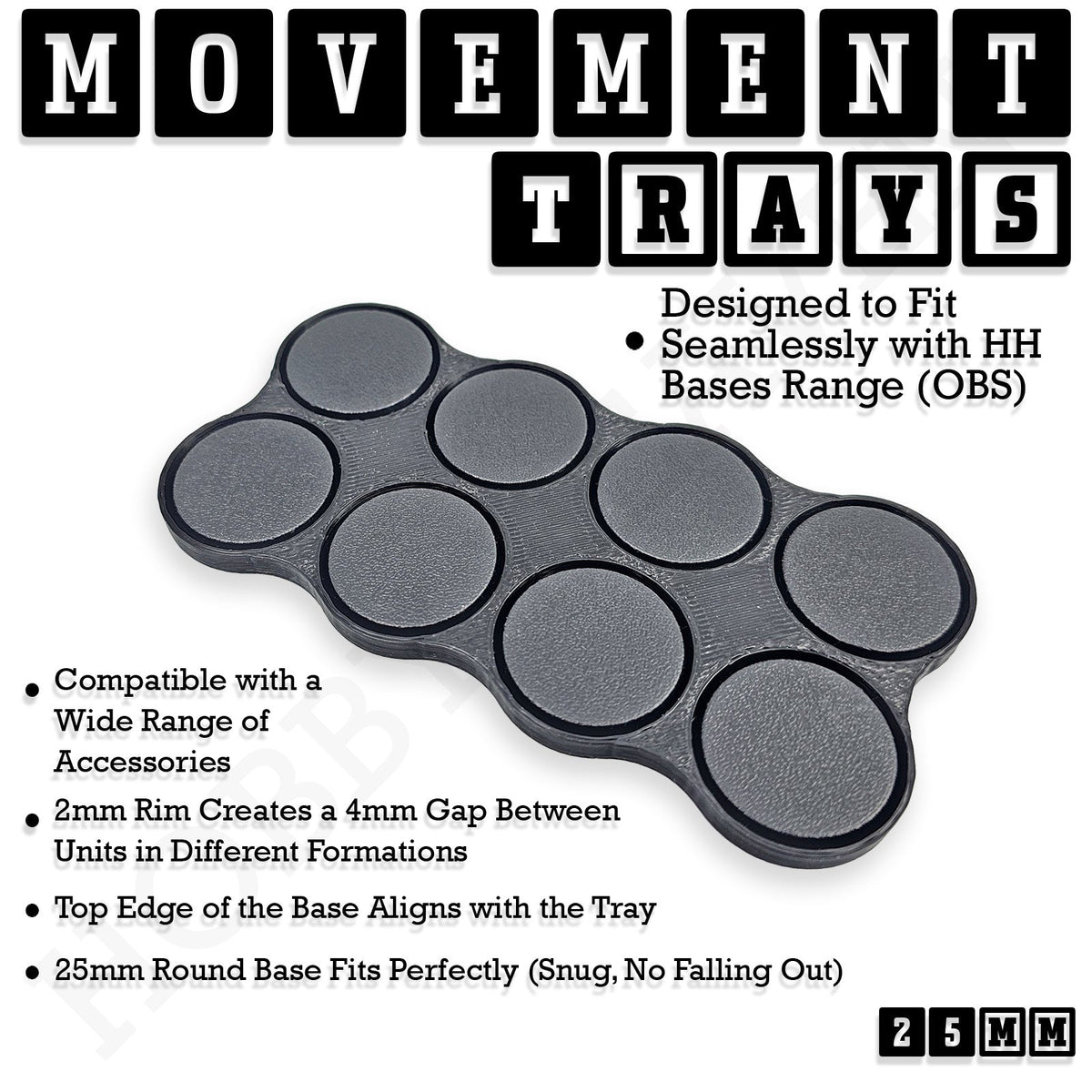 25mm Movement Trays for Tabletop Games | Wargaming | Full Range