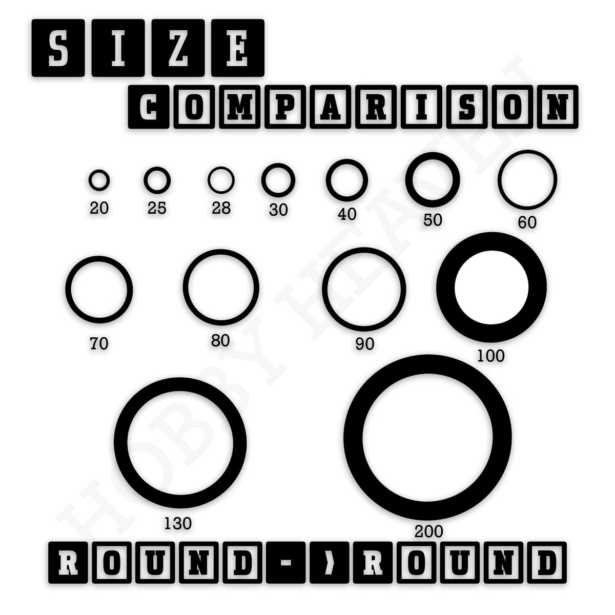 Round to Round Base Converters 3D Print Full Range