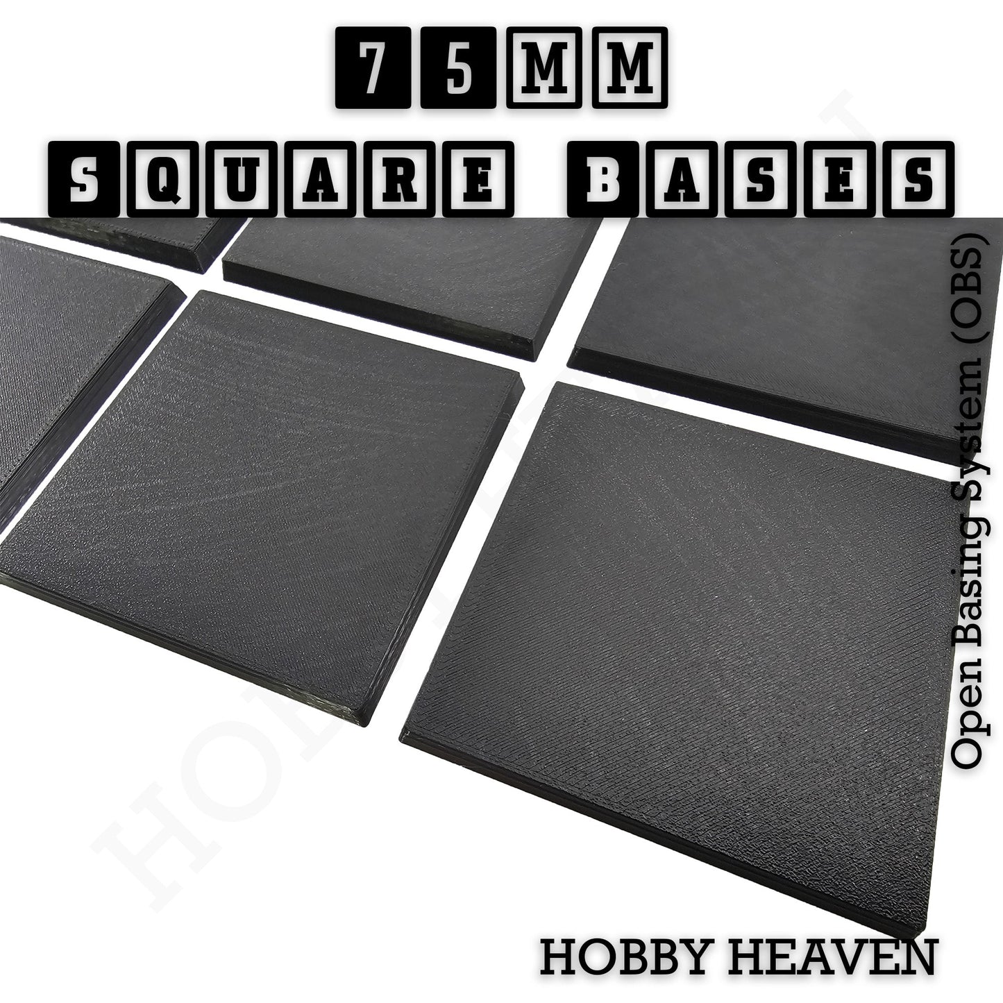 75mm Square Textured Bases 3D Printed