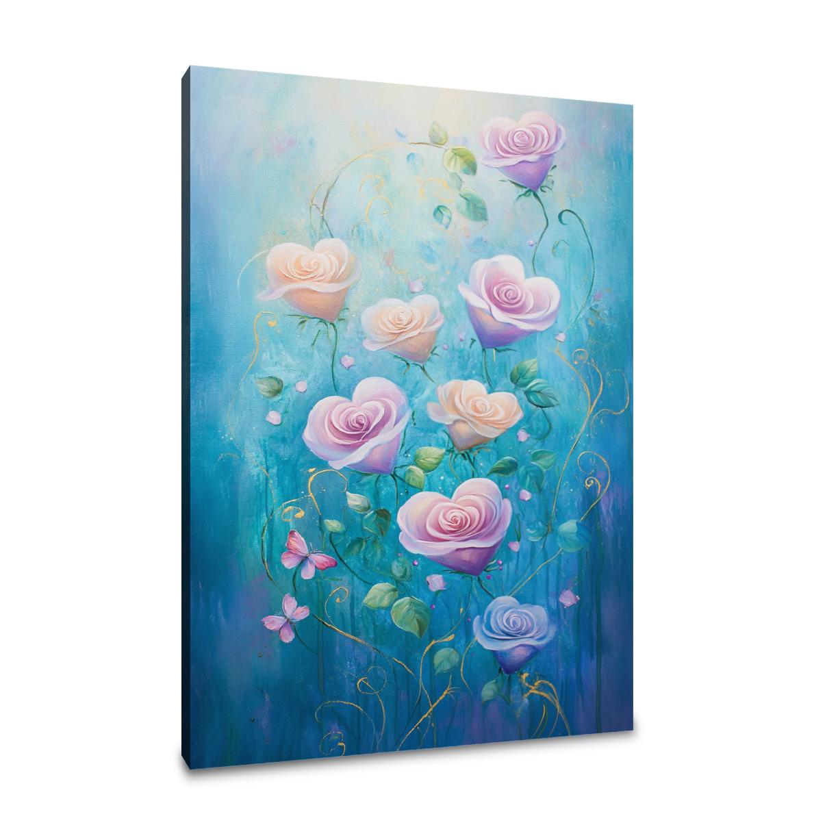 Heart-Petal Roses Canvas