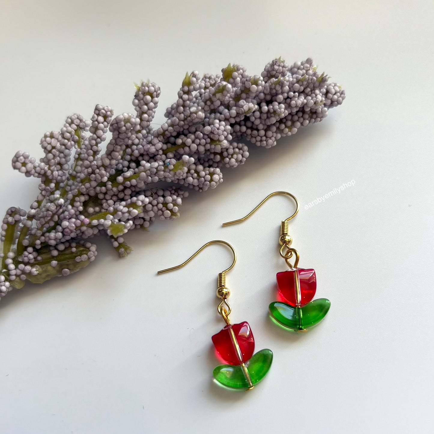 Cool silver or gold tulip flower dangle drop earrings