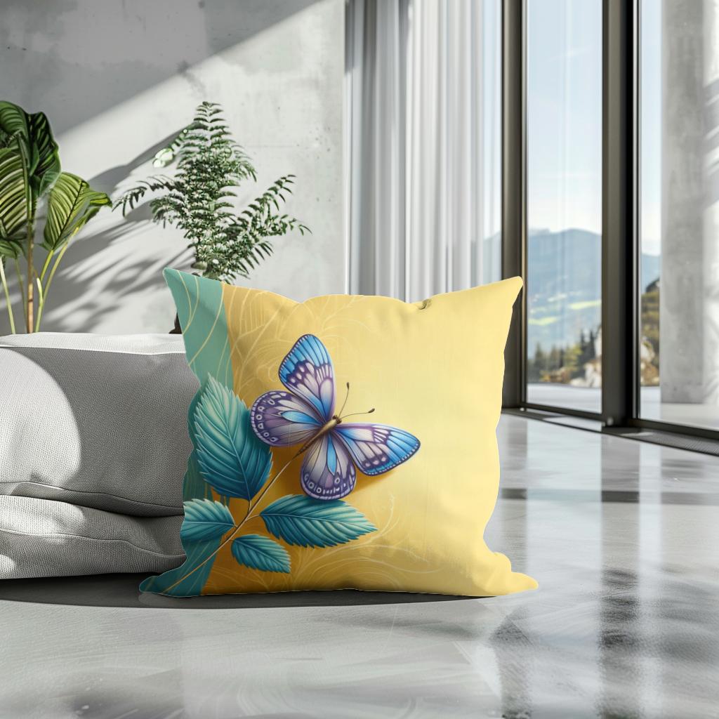 Blue Butterfly Cotton Cushion