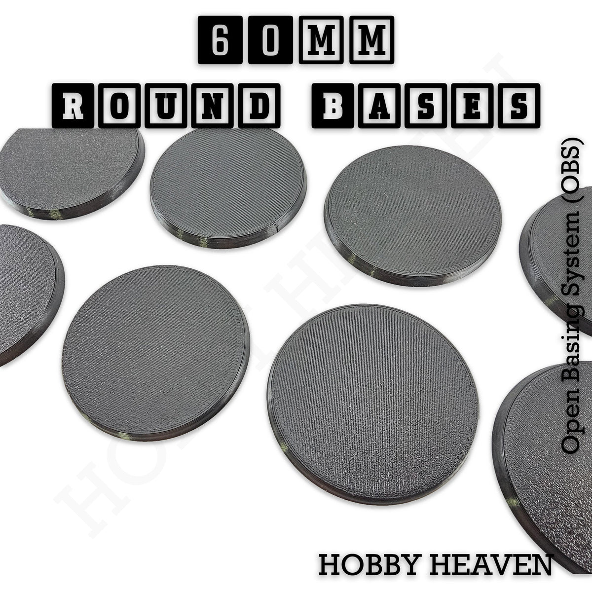 True 60mm Round Textured Bases 3D Printed