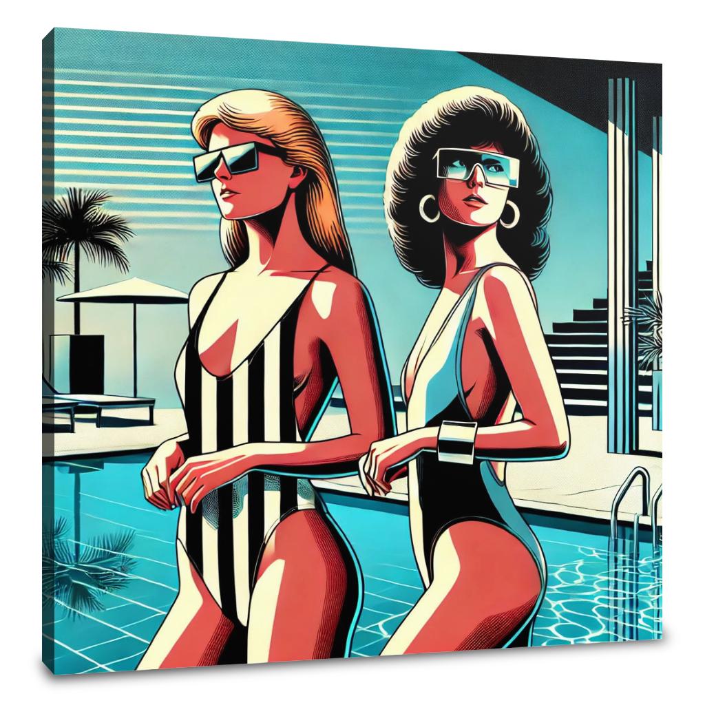 Retro Elegance Poolside Canvas